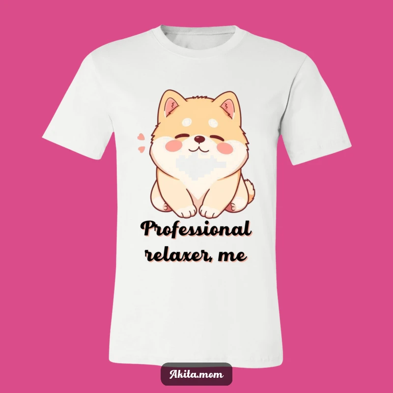 Funny Kawaii Akita T-Shirt: Content Sighing Dog, Adorable Art, Ideal Humorous Gift