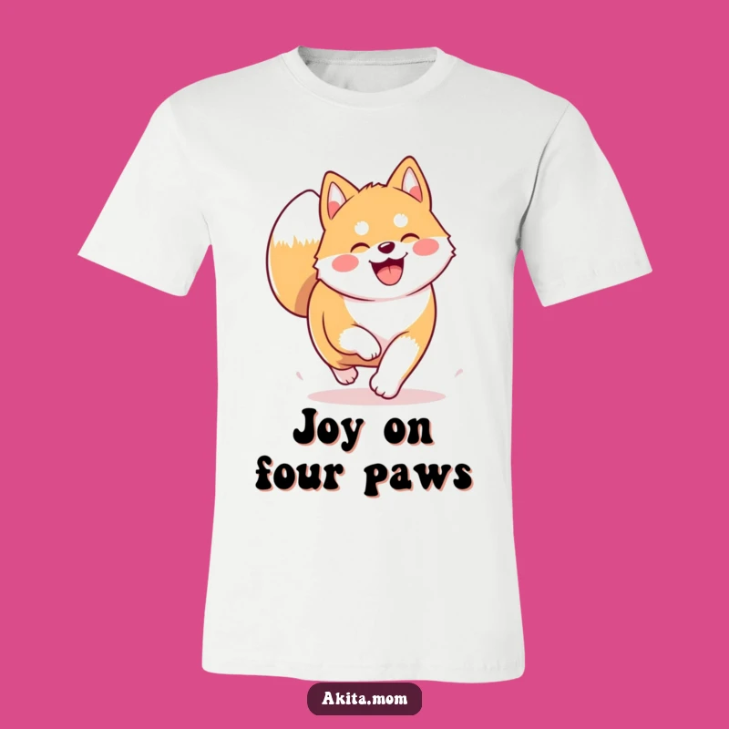 Funny Kawaii Akita T-Shirt: Joyful Trotting Dog Apparel