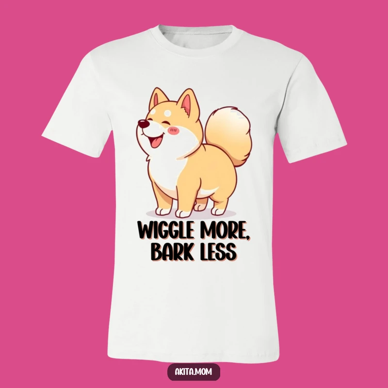 Funny Kawaii Akita Wiggle T-Shirt: Happy Dog Design, Playful Akita Apparel Gift