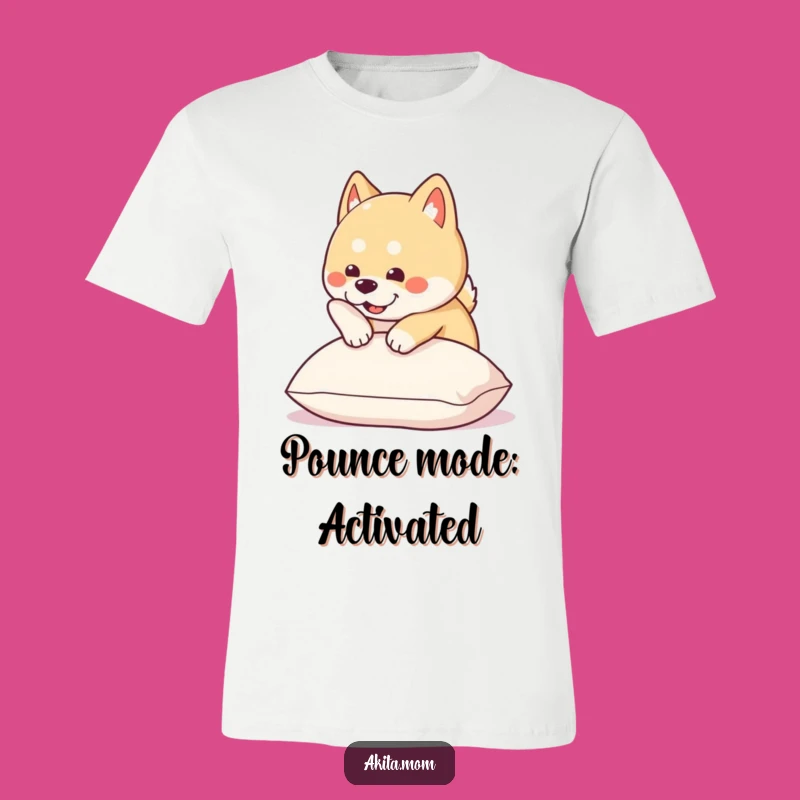 Funny Kawaii Akita Pounce T-Shirt: Hilarious Dog Lover Tee for Akita Enthusiasts