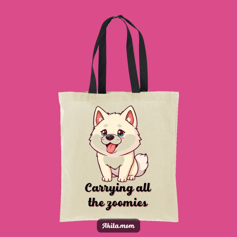 Funny Akita Tote Bag: Durable Energetic Dog Carrier, Chic Humorous Gift Idea
