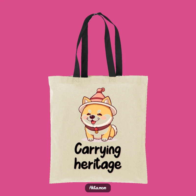 Funny Akita Tote Bag: Japanese Hat Carrier, Chic Humorous Cultural Gift