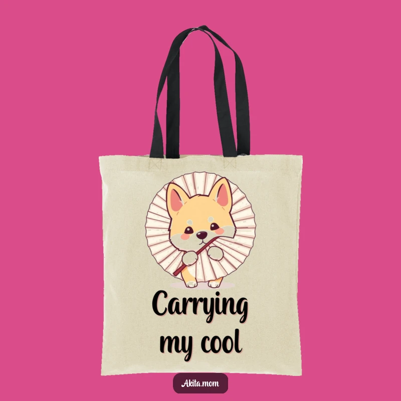Funny Kawaii Akita Dog Peeking Fan Tote Bag - Carry Playful Secrets with Humor!
