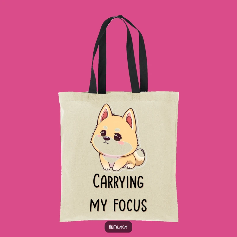 Funny Kawaii Akita Focus Tote Bag: Concentrated Dog Accessory, Intense Akita Bag Gift
