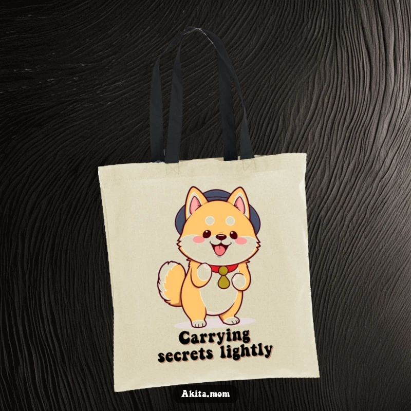 Funny Kawaii Akita Tote Bag, a happy dog performing a dignified, joyful tiptoe, practical and stylish, great funny gift.