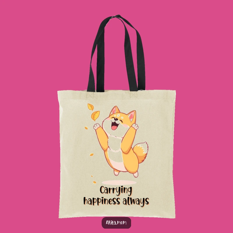 Funny Akita Leaf Chase Tote: Carry Autumn Joy Everywhere