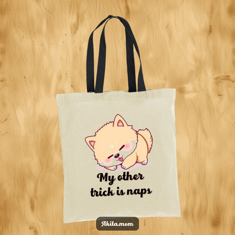 Funny Akita Roll Over Tote Bag: A determined Akita dog humorously attempts to complete a roll over, showcasing funny determination.