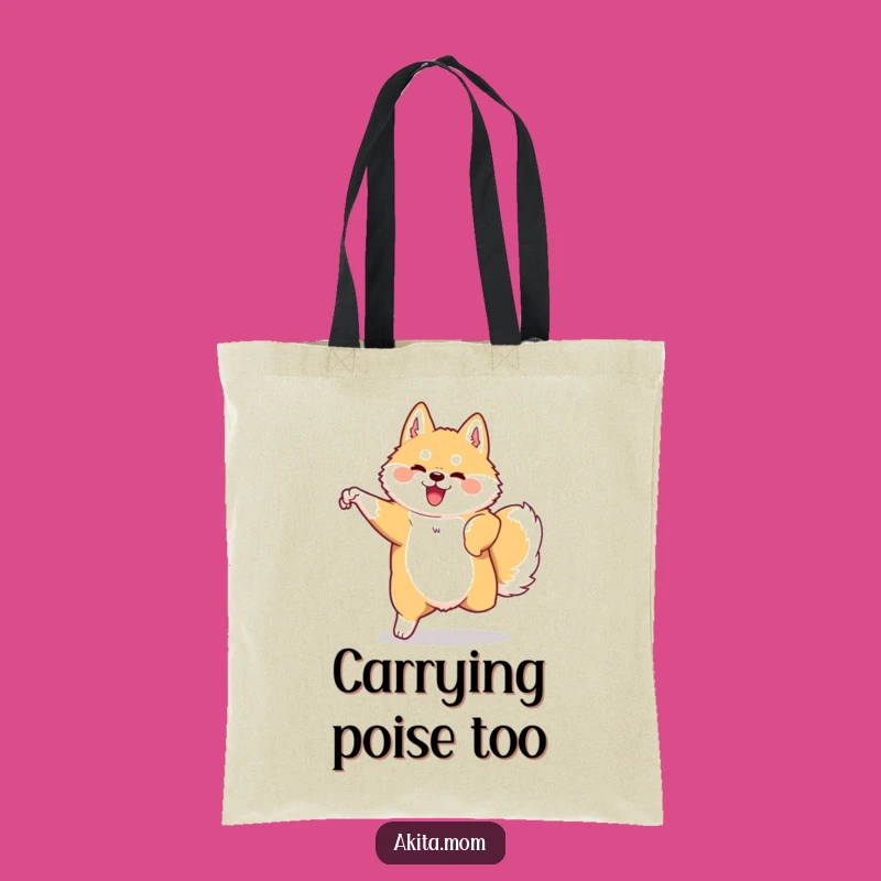 Funny Kawaii Akita Tote Bag: Graceful Movement Accessory