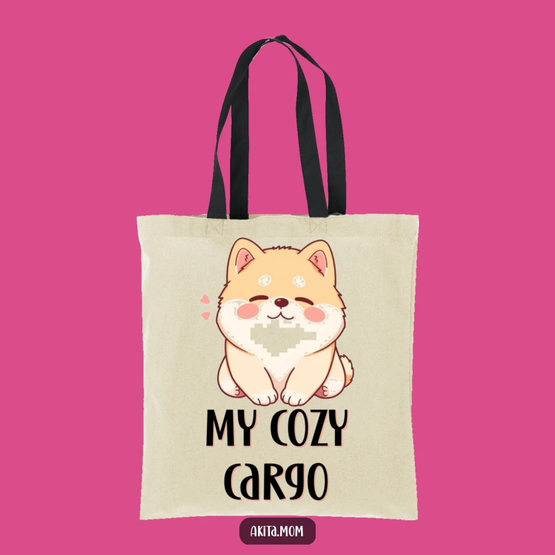 Funny Kawaii Akita Tote Bag: Content Sighing Dog, Stylish & Humorous Gift