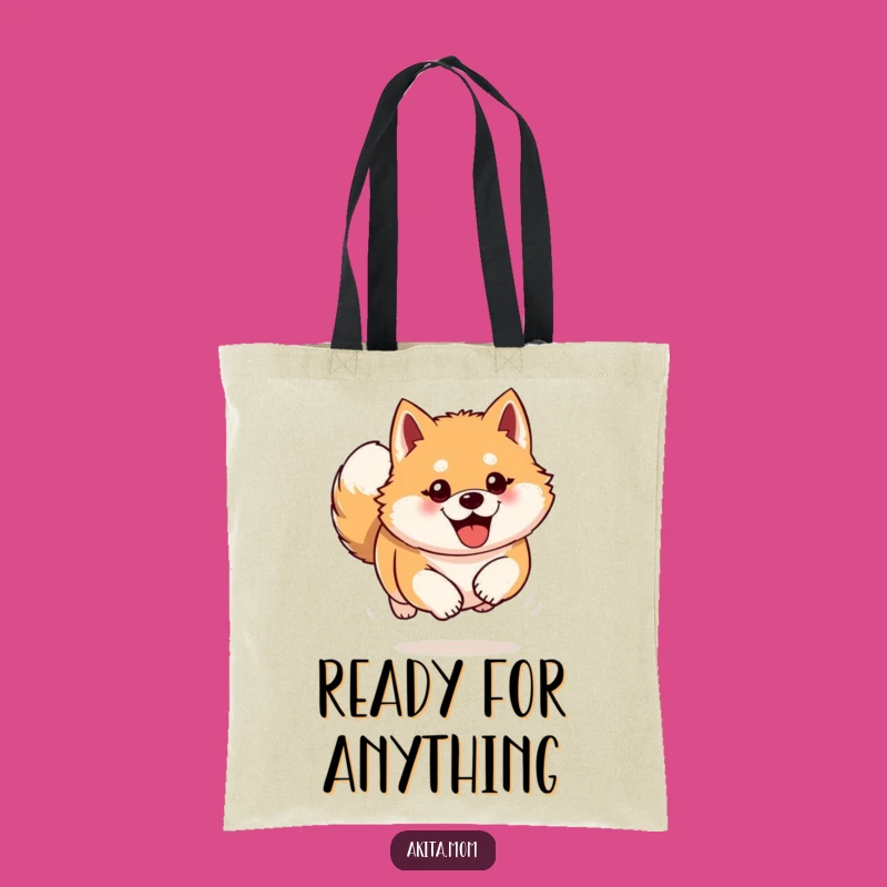 Funny Akita Tote Bag: Enthusiastic Bounding Carrier, Chic Humorous Gift
